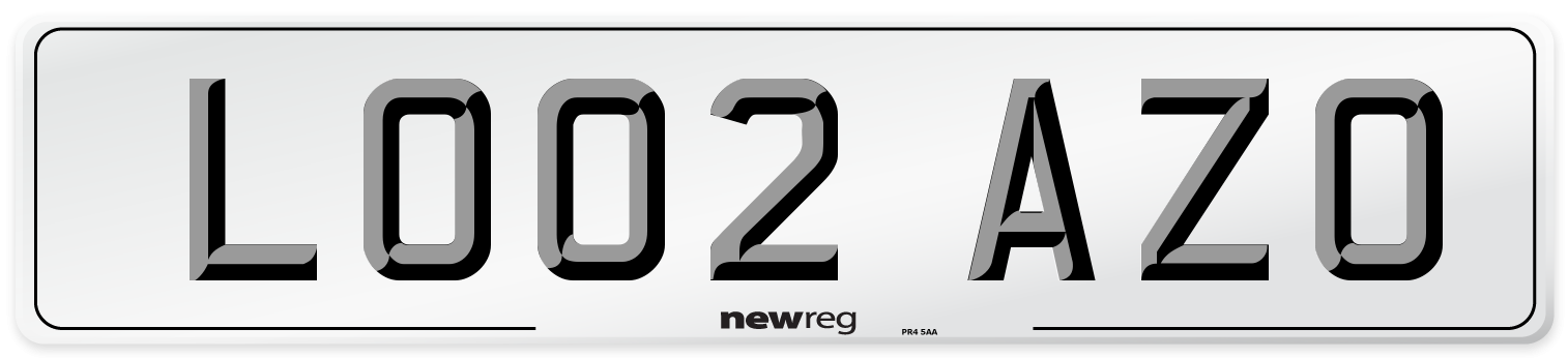 LO02 AZO Number Plate from New Reg